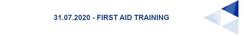 Grafika przedstawia napis: 31.07.2020 - First Aid Training