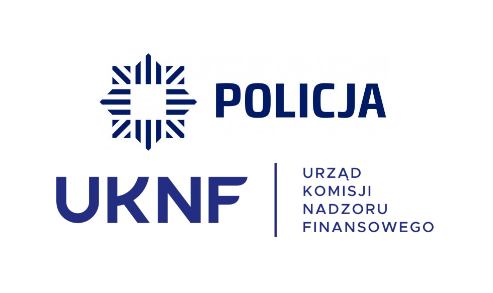 Logo na górze policja na dole UKNF