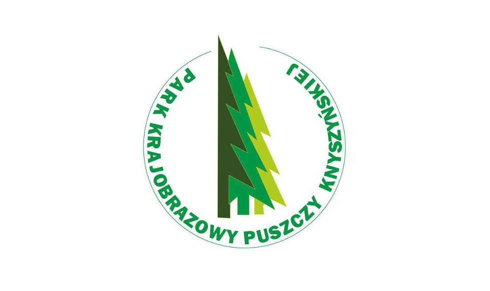Logo parku krajobrazowego puszczy knyszyńskiej, wektor drzewa sosny w okręgu